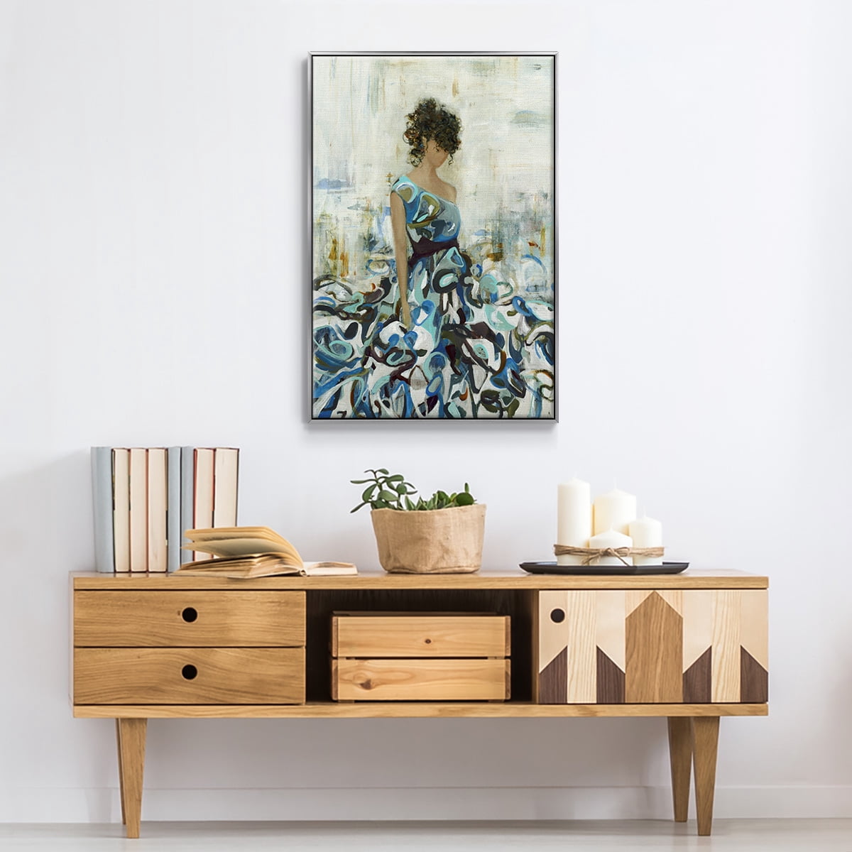 Fluid Beauty Framed Premium Gallery Wrapped Canvas - Ready to Hang - 17 x 25 - Silver Floating Frame