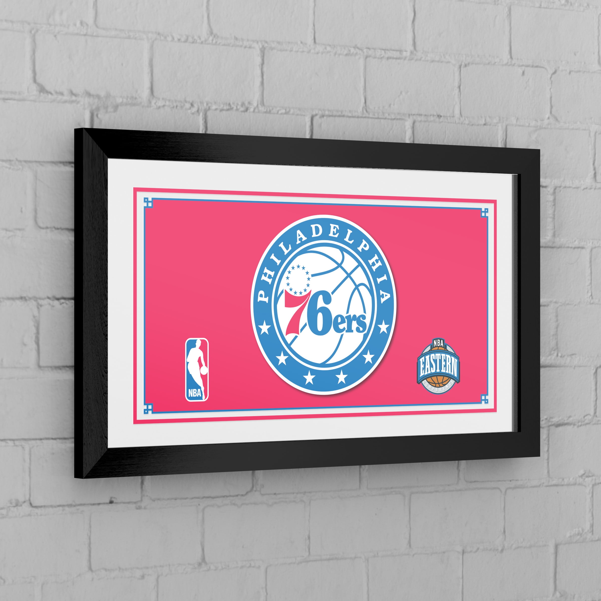 Philadelphia 76ers Logo Ready-To-Hang Black Framed Wall Mirror