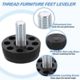 thumbnail image 3 of Niveladores de pies de muebles con rosca M8 de 12 piezas, pies ajustables de nivelación de mesa de 30x18, nivelación de deslizadores de muebles para patas de silla y taburete, negro, 3 of 6