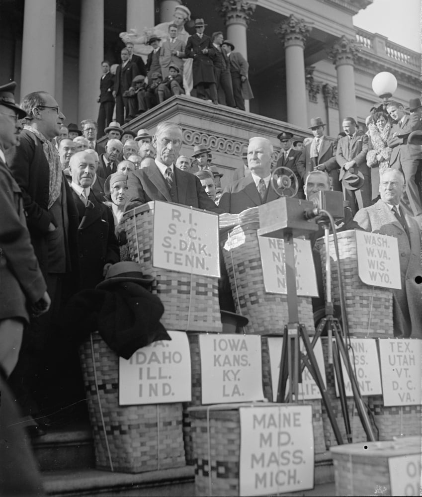 Hawley-Smoot Tariff Act. /Nrepresentative Willis C. Hawley (Right) And ...