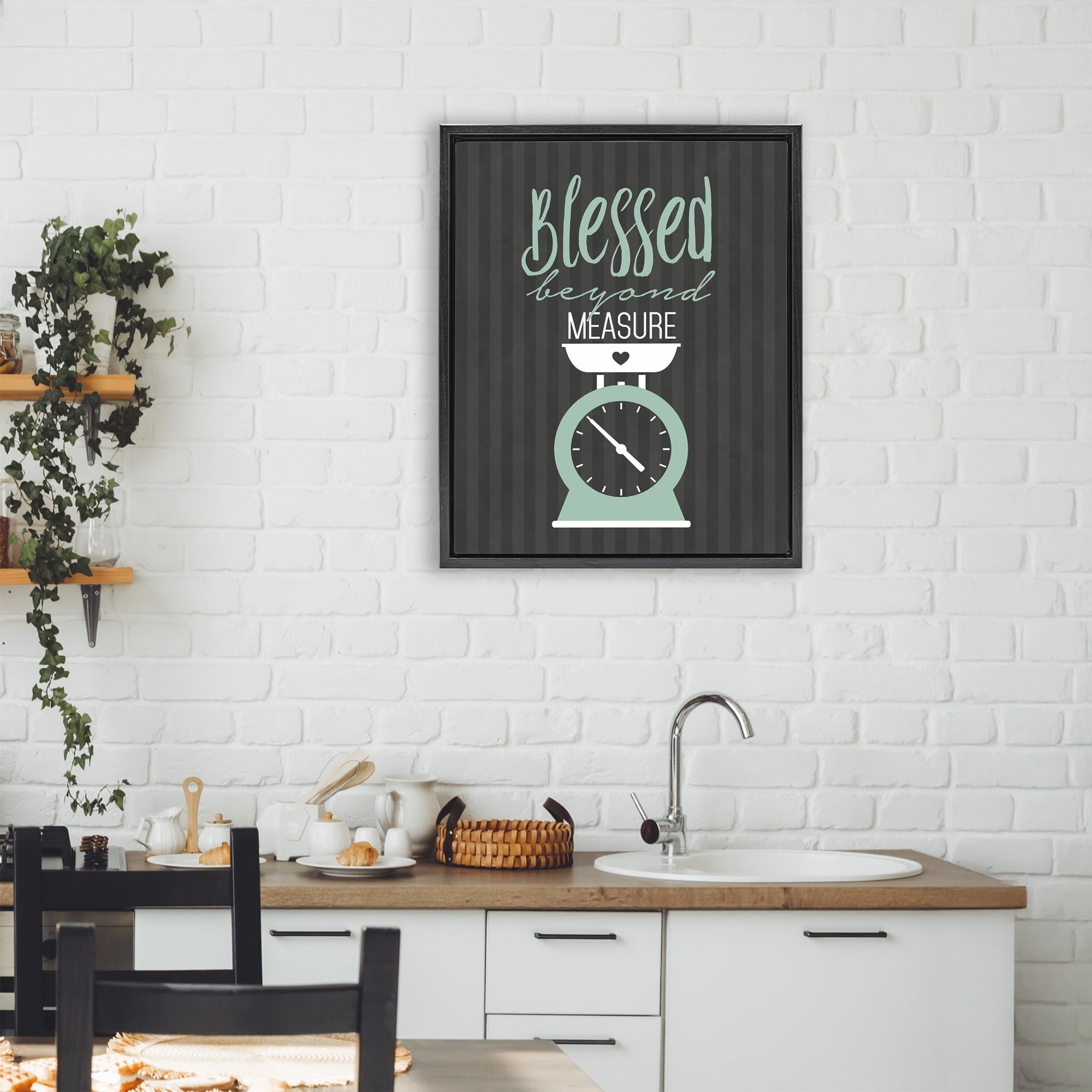 Blessed Beyond Measure Scale Black Framed Floater Canvas Wall Art, design by Lettered and Lined