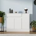 thumbnail image 5 of Wooden Shoe Cabinet Storage with 3 Doors, Freestanding Shoe Cabinet with Drawer & Adjustable Shelves, Modern Shoe Organizer for Entryway, Hallway, White, 5 of 8