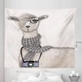 thumbnail image 1 of Animal Tapestry, Llama with Camera Scarf and Glasses Hipster Animal on a Dotted Beige Background, Fabric Wall Hanging Decor for Bedroom Living Room Dorm, 5 Sizes, Multicolor, by Ambesonne, 1 of 1