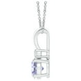 thumbnail image 2 of ANGARA Natural Round Tanzanite Solitaire V-Bale Pendant with Diamond in 14K White Gold for Women (Size-5mm) | December Birthstone, Anniversary, Jewelry Gift for Women | Natural Tanzanite Necklace, 2 of 8