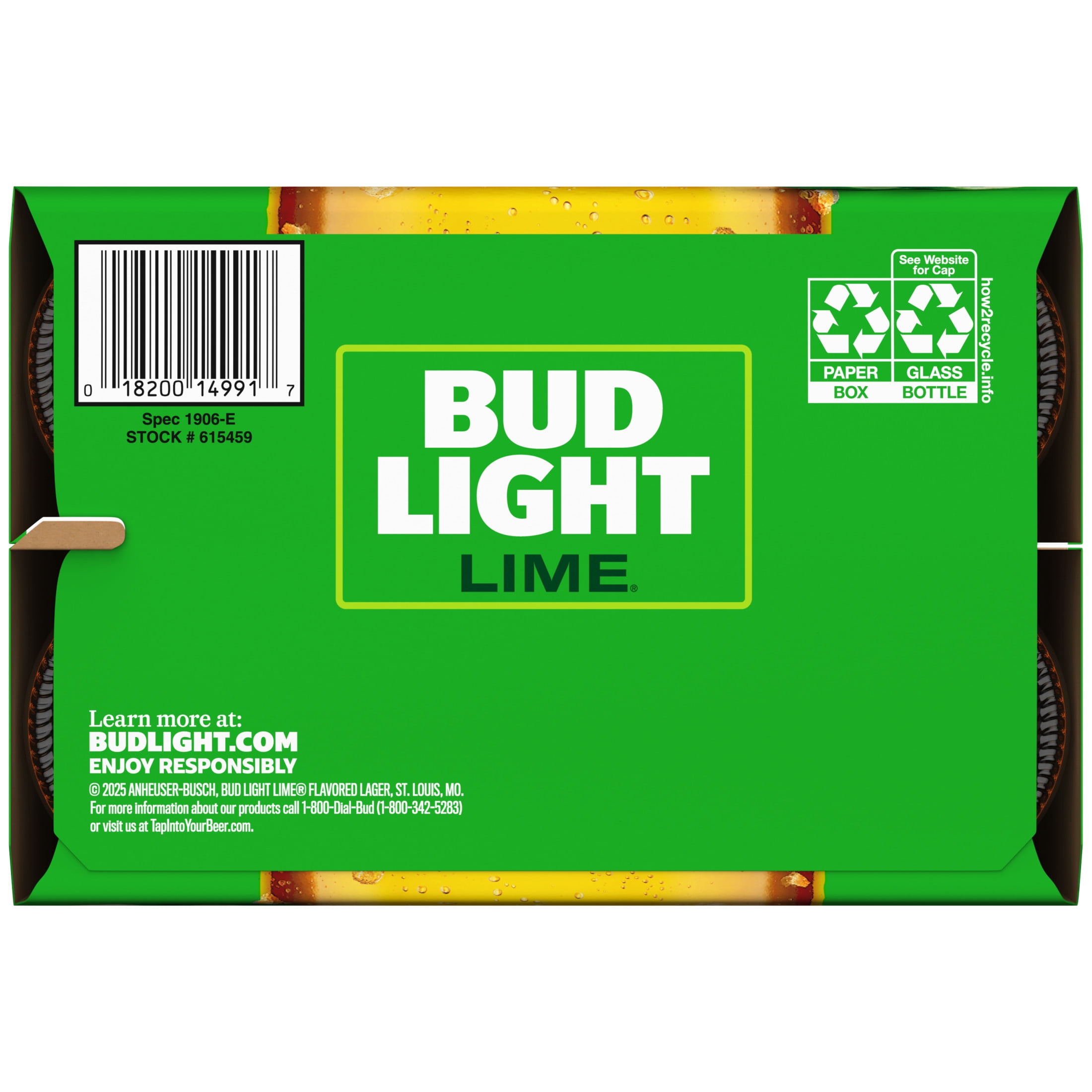 Bud Light Lime American Light Lager Beer 6 pack 12 fl oz Glass Bottles 4.2% ABV