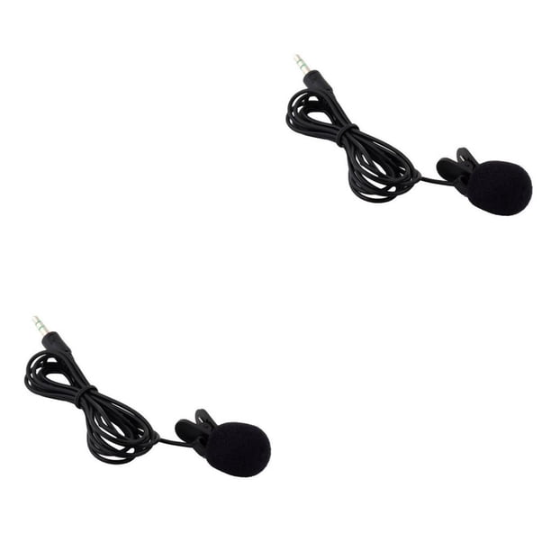 Moyic Mini micrófono con cable, altavoz de cuello, tipo de Clip externo, micrófono manos libres para hablar, guía de conferencias, lecciones de 1pc/negro 2piezas