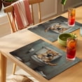 thumbnail image 4 of Placemat Set of 6 Cat Sits on The Toilet Placemats for Dining Table Funny Cat Washable Table Mats for Kitchen and Party Decor Indoor & Outdoor Use, 4 of 8