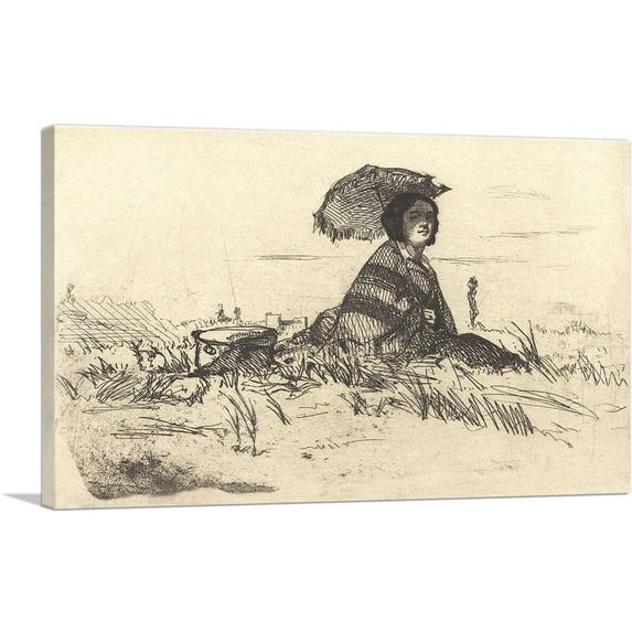ARTCANVAS En Plein Soleil 1858 Canvas Art Print by James Abbott McNeill Whistler - Size: 40" x 26" (0.75" Deep)