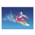 thumbnail image 1 of Youth Cutting Board, Colorful of a Young Man Snowboarding on Blue Background with Paint Splashes, Decorative Tempered Glass Cutting and Serving Board, Large Size, Multicolor, by Ambesonne, 1 of 1