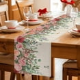 thumbnail image 5 of Watercolor Roses Table Runner - 90 Inch Long Spring Flowers Leaves Butterflies Beige Cotton and Linen Blended Dress Scarves Farmhouse Table Runner for Kitchen Dining, Coffee Table, 13" x 90", 5 of 8