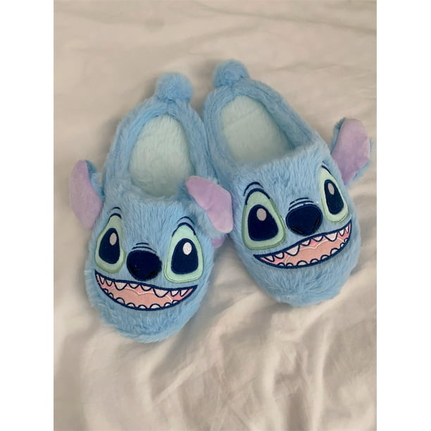 Disney-zapatillas de Lilo y Stitch de dibujos animados para el hogar, pantuflas de algodón antideslizantes para interiores, pantuflas cálidas de felpa de invierno, regalo 36-39