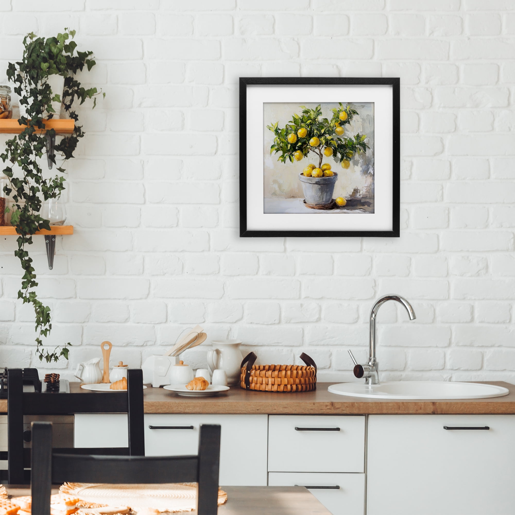 Stupell Industries Falling Lemon Tree Black Framed Print Under Glass, design by Tina LeCour