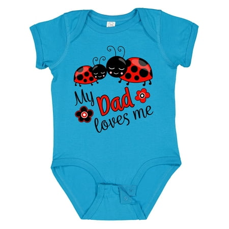 

Inktastic My Dad Loves Me with Cute Ladybugs Gift Baby Boy or Baby Girl Bodysuit
