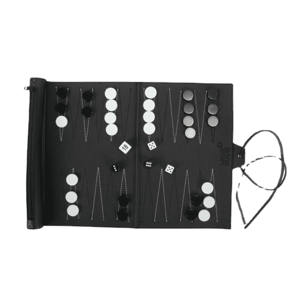 Ensembles de Backgammon Roulables Ensemble de Jeu de Société de Voyage Portable pour Adultes et Enfants Plateau d'Échecs Classique Pliable en PU Enroulable