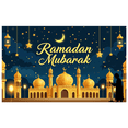 thumbnail image 3 of Ramadan Themed Decorative Backdrop Banner with Crescent Moon Lanterns and Mosque Silhouettes Ramadan Mubarak Party Decorations Photography Props Muslim Celebration Event Background Decors, 3 of 8