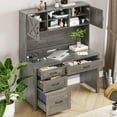 thumbnail image 2 of Vabches Executive Desk with Hutch & Charging Station & LED Lights, Farmhouse Office Computer Desk with Adjustable Shelves and File Drawers, 2 of 8