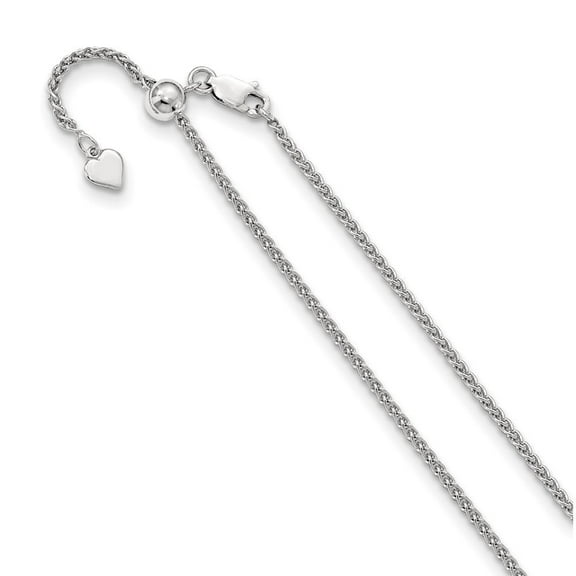 Auriga Fine Jewelry 925 Sterling Silver Adjustable 1.9 mm Spiga Chain Necklace for Women 22"
