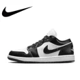thumbnail image 3 of NIKE Air Jordan 1” Zapatillas de baloncesto retro de caña baja, antideslizantes, resistentes al desgaste, de cuero sintético, color gris humo claro, para hombre, 3 of 5