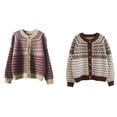 thumbnail image 2 of Minnieouse Suéter de moda para mujer, cárdigan de otoño, abrigo estampado de punto con botón, Top cálido de manga larga, ropa suelta informal Abrigos y chamarras Beige Minnieouse AP015541-02, 2 of 6
