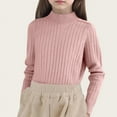 thumbnail image 2 of Auroural Girls Sweaters Size 8 Children's Solid Color Long Sleeved Sweater Base Shirt Medium And Large Children's Casual And Comfortable Knitted Top Pink 7 Years, 2 of 6