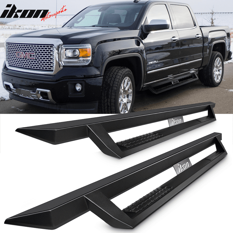 Compatible with 07-18 Chevy Silverado GMC Sierra Crew Cab IKON V1 Style Running Board Black ...