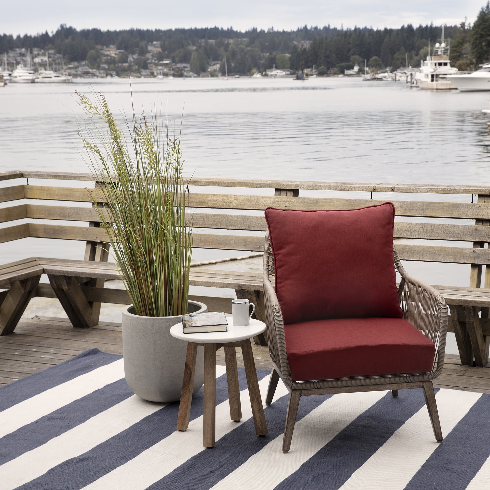 ARDEN Oceantex Outdoor Deep Seating Cushion Set 24 x 24, Nautical Red