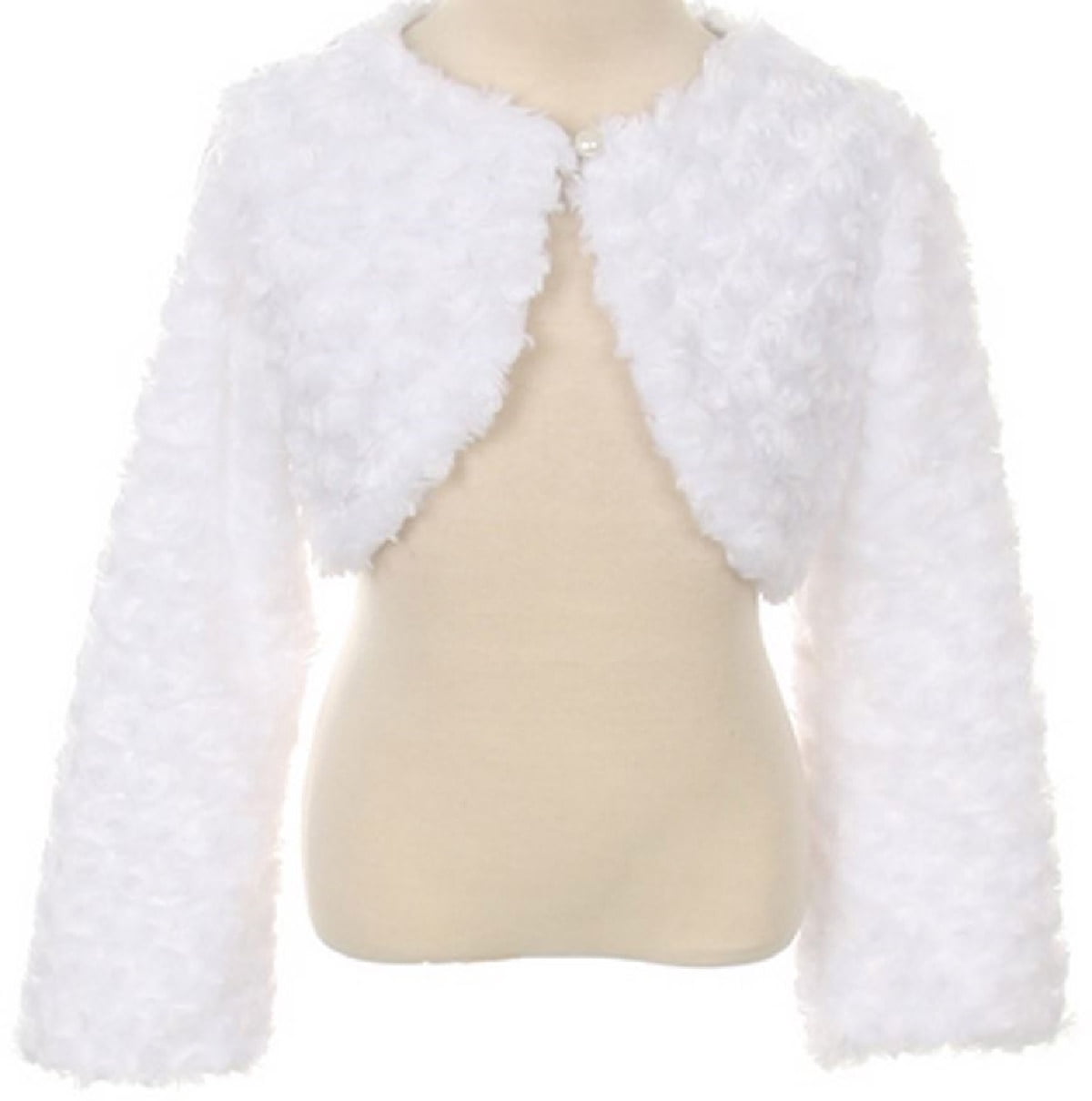 BNY Corner Long Sleeve Ribbon Faux Fur Dress Coat Flower Girl Bolero Jacket USA 