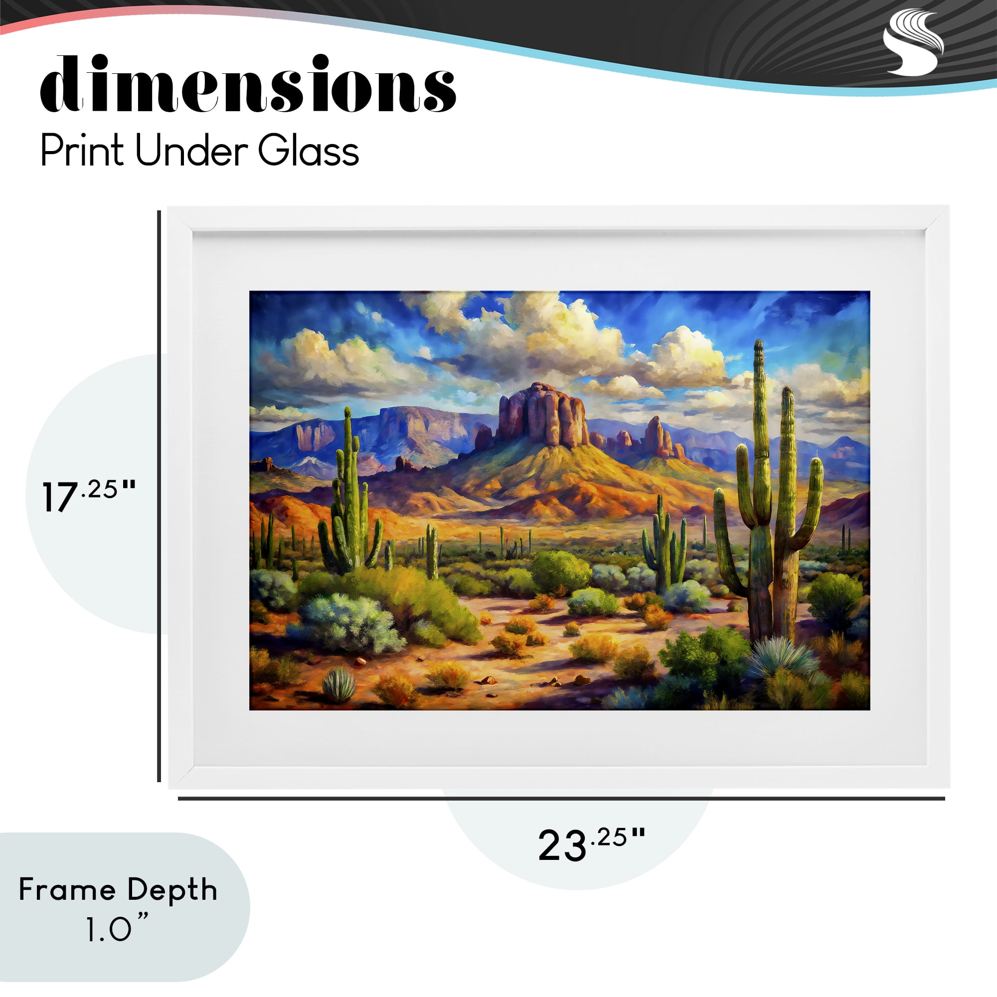 Stupell Industries Majestic Saguaro Desert Landscape White Framed Print Under Glass, design by Creative Studio