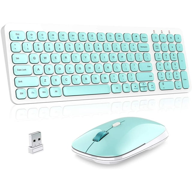 Combo de teclado inalámbrico y mouse, Cimetech Compacto Juego de teclado y mouse inalámbricos de tamaño completo Menos teclas de ruido 2.4G Diseño elegante ultrafino Namotu CZDZ-HY75