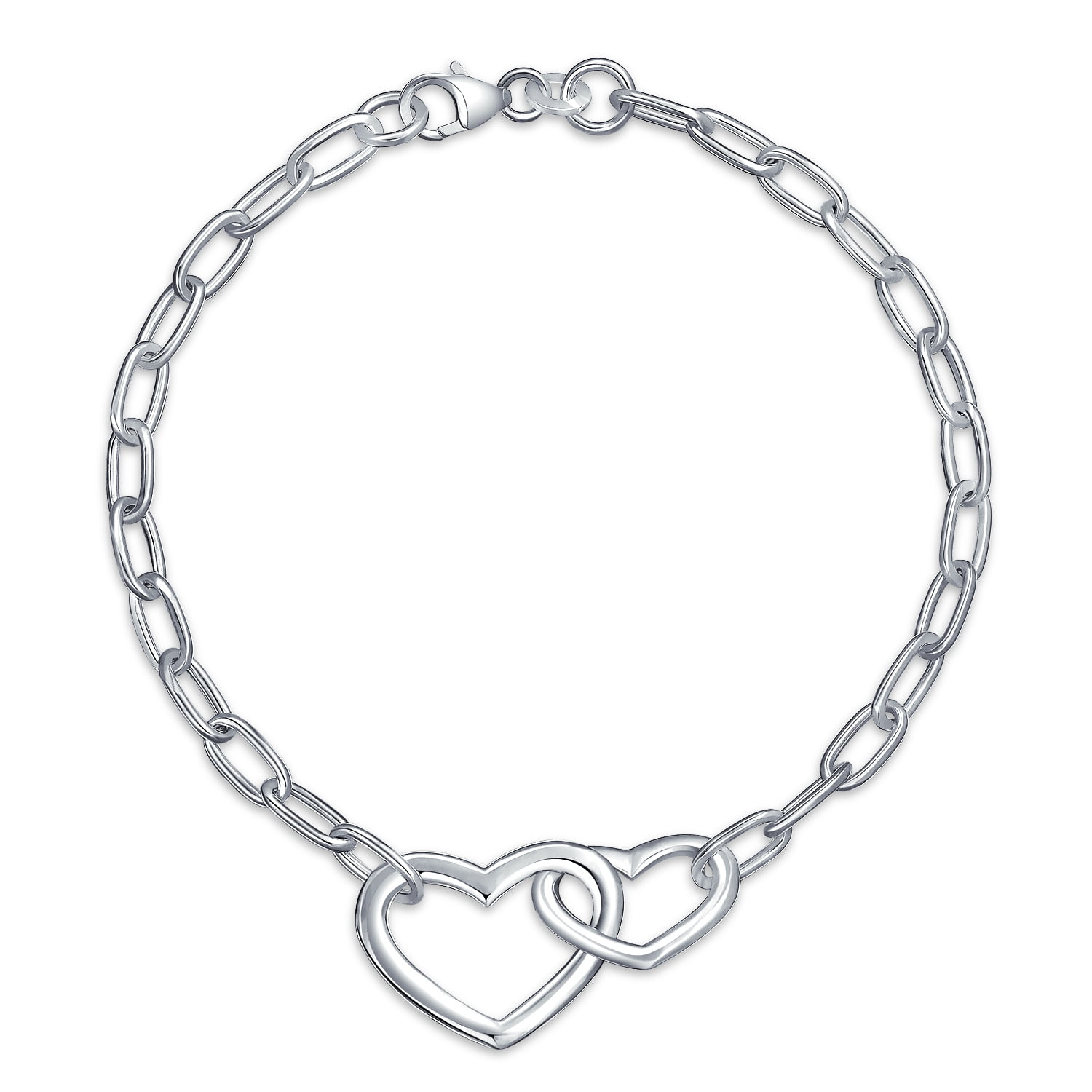 Bling Jewelry Two Interlocking Hearts Bracelet for Women for