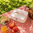 thumbnail image 4 of Lunch Bag, Cartoon Zippered Portable Insulated Thermal Cooler Handheld Bento Box for Adults Work Office Picnic Travel Outdoor Lightweight Durable Food Container 9.06x11.02in Pink, 4 of 5