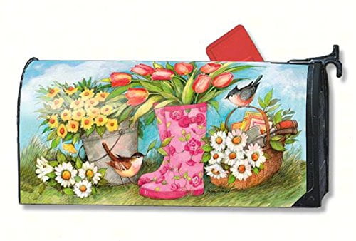 Bunny Trail Magnetic Mailbox Cover by Magnet Works #6409 Easter 