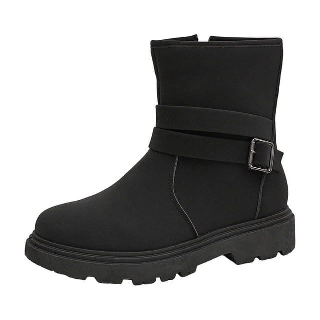 Bottes d'Hiver pour Femmes Hauteur Cheville Talon Épais Talon Bas pour Usage Extérieur Intérieur Décontracté