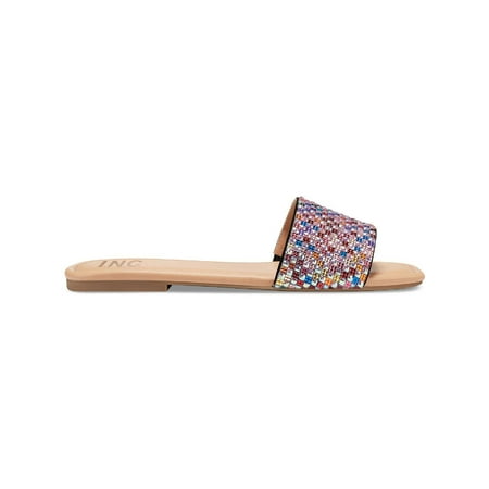 

INC Womens Nataliah Embellished Square Toe Slide Sandals Multi 10 Medium (B M)