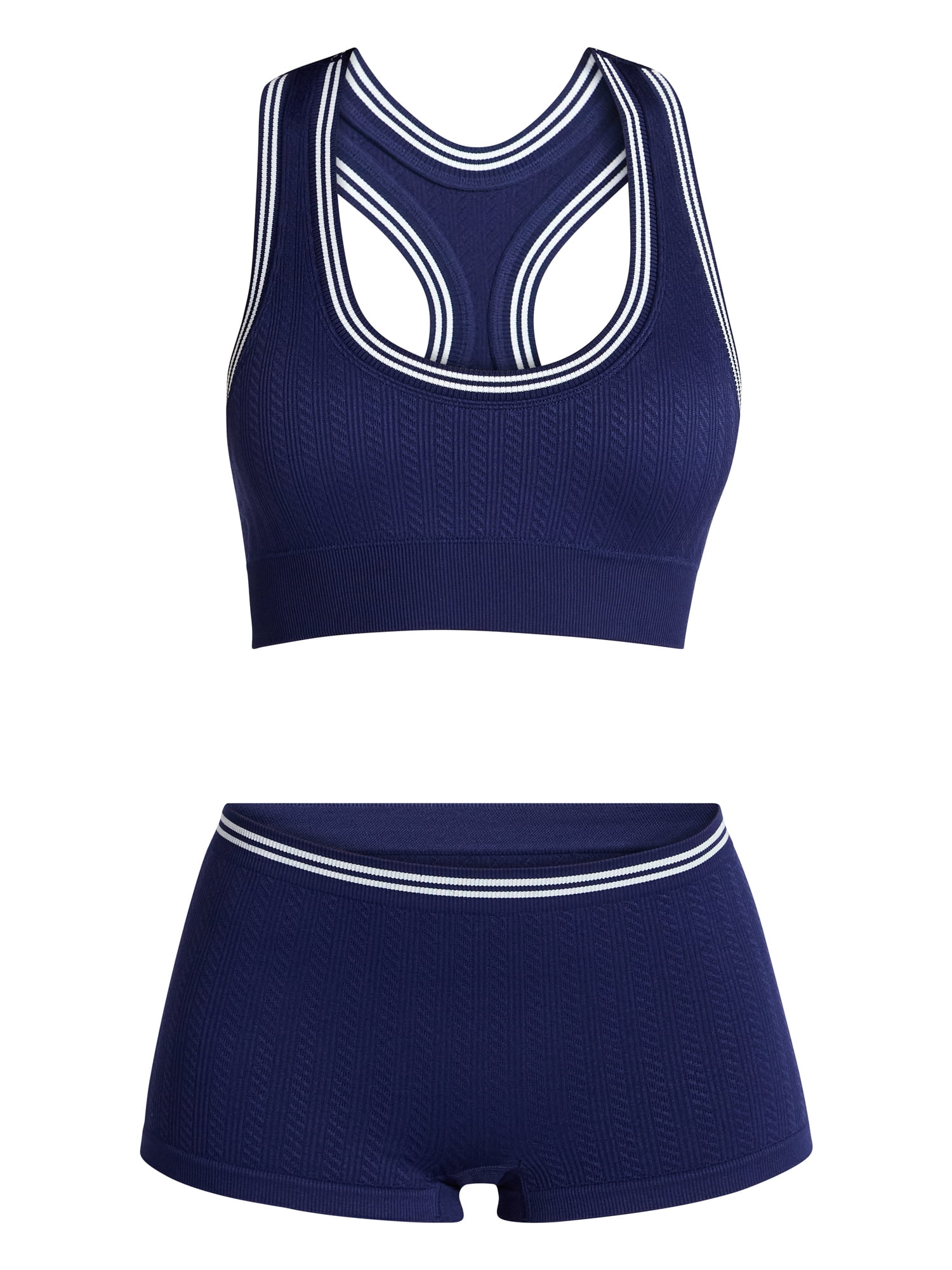 No Boundaries Seamless Racerback Bralette and Boyshort Set, 2-Piece, Women's XS-XXXL