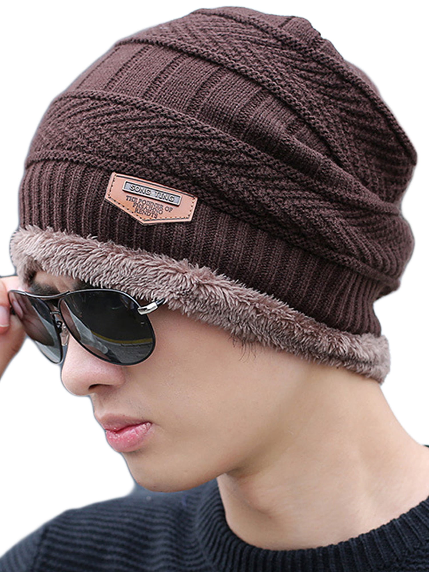 Mens Womens Warm Winter Cotton Knitted Baggy Ski Cap Beanie Slouchy Hat Unisex 