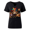 thumbnail image 6 of Erwazi Womens Mardi Gras T-Shirt Graphic Printed Short Sleeve V Neck Tees Carnival Party Tee Top, 6 of 6