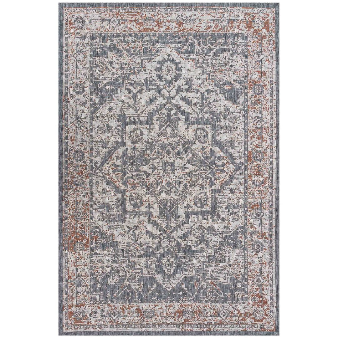 Kukoon Rugs Gray Terracotta Traditional Medallion Indoor Outdoor Area