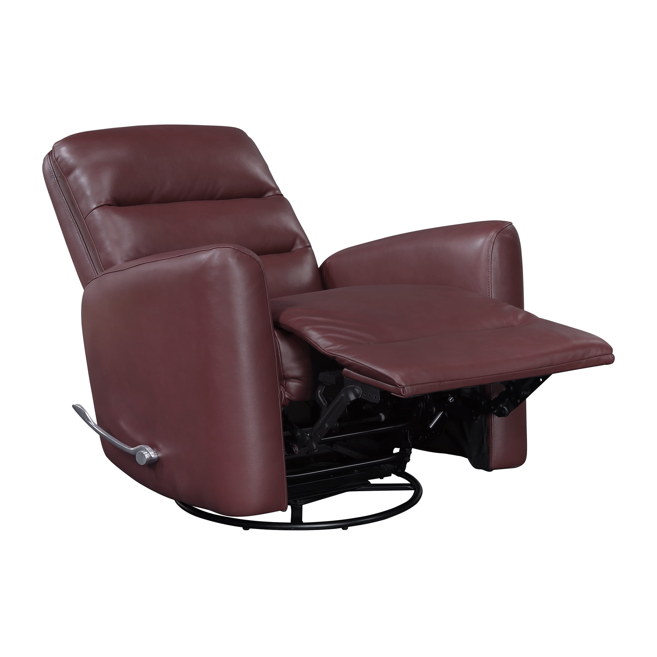 OakvillePark Crestshire Faux Leather Swivel Glider Reclining Chair, Red