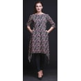 thumbnail image 2 of Bimba Blue Leaves & Blossoms Floral Printed Asymmetrical Kurti Tops For Women Indian Summer Dress Tunic XXX-Large, 2 of 6