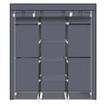thumbnail image 3 of Knocbel Portable Closet Clothes Wardrobe Movable Storage Organizer With Double Clothes Hanging Rod, Stable Steel Tube Frame & Selected Non-Woven Fabric Cover, 59"W x 17"D x 68 7/8"H Gray, 3 of 9