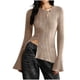 thumbnail image 2 of Tops de otoño para mujer,Blusa informal de poliéster con cuello en V y manga larga para mujer, color liso para otoño, sopatenor, 2 of 8