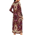 thumbnail image 6 of Fewfanhot Women's Zipper Front Robes Floral Print House Dress, Long Sleeve Midi Nightgown with Pockets, Gifts for Mom, S-2XL, 6 of 9