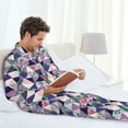 thumbnail image 6 of Lsque Plaid Flamingo Pattern Long Sleeve Pajama Set for Men - Soft 2-Piece Sleepwear and Loungewear Set with Pockets, Comfy Nightwear-Small, 6 of 7