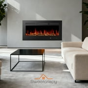 edx 36Electric Fireplace, 1500W, 13 Adjustable Flame Colors, 12-Hour Timer, Low-Noise Design, Supports Wall-Mounted/Freestanding/Built-In Installation