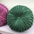 thumbnail image 3 of Coussin Rond en Velours, Décoration pour la Maison, Coussin Rond Plissé pour Canapé, Chaise, Lit, Voiture (Émeraude), 3 of 5
