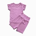 thumbnail image 3 of Agkizg Toddler Baby Boys Two-Piece Set,Sleepwear for Kids,Children's Summer Lightweight Short Sleeve Solid Color T-Shirt and Shorts Pajama Set,2-Piece,Sizes 6M-7Y, 3 of 4