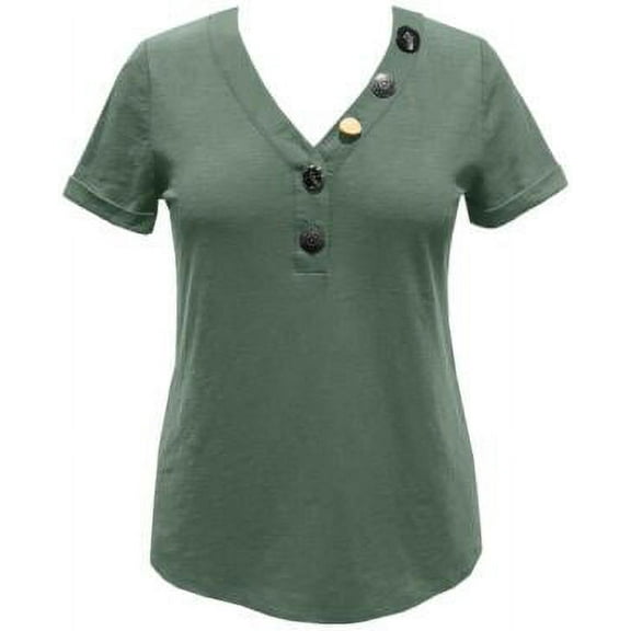 MSRP $50 Jm Collection Mixed Button Top Green Size XL