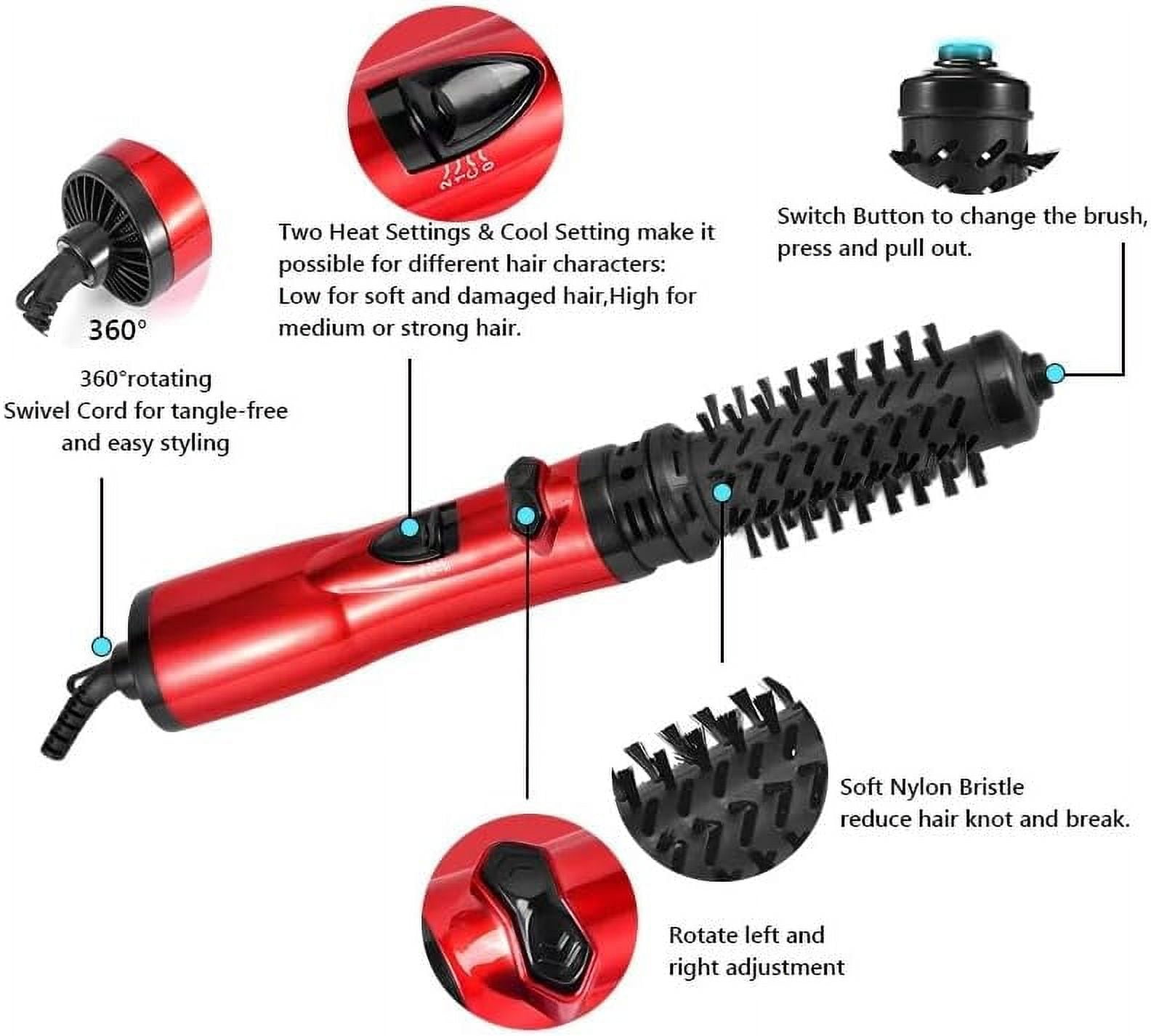 3 in 1 Hot Air Styler and Rotating Hair Dryer,Cepillo Giratorio Secador De Cabello,3-in-1 Hot Air Styler and 360 Rotating Hair Dryer for Dry Hair, Curl Hair, Straighten Hair