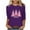Purple Christmas Clothes For Women, variant on Cadancy Christmas 3/4 Sleeve T Shirts for Women Party Dressy Crewneck Tops Casual Funny Xmas Tree Print Plus Size Blouses Holiday Winter Vintage Shirt